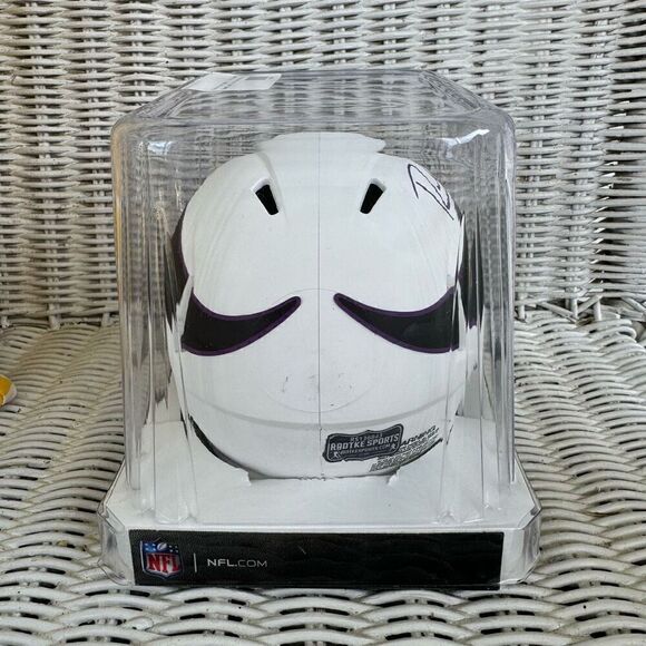 RANDY MOSS Auto Minnesota Vikings Riddell Lunar Eclipse Mini Helmet Radtke Cert - Picture 4 of 8